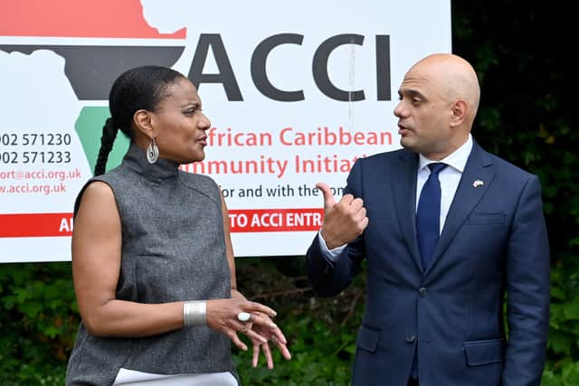 Sajid Javid talks about the centre with projects development manager Patricia Barrett