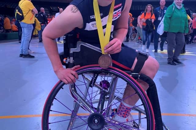 Kelly in the wheelchair basketball event.