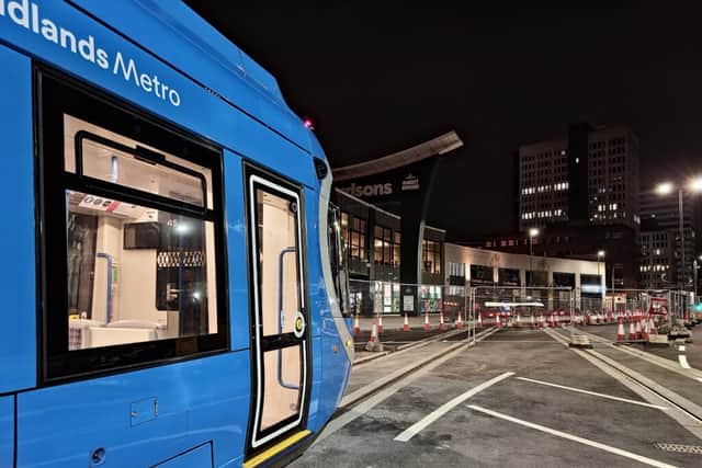 The first test of the new track. Photo: Midland Metro Alliance
