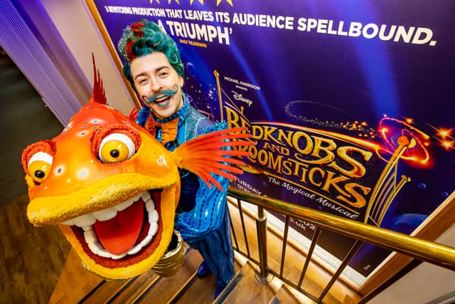 Bedknobs and Broomsticks is at Wolverhampton Grand Theatre. Pictured Rob Madge as Norton the Fish.