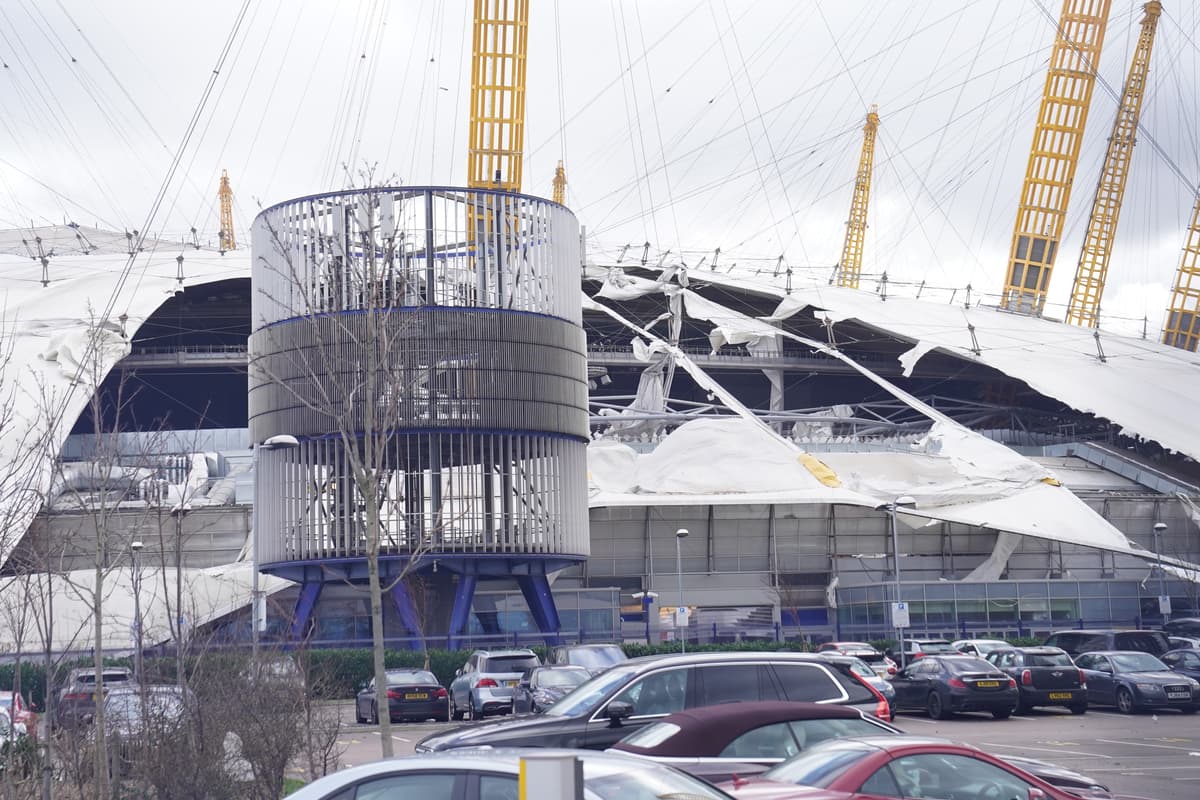 O2 Roof Ripped Off Parts of London’s O2 Arena roof ‘ripped off’ as Storm Eunice hits capital