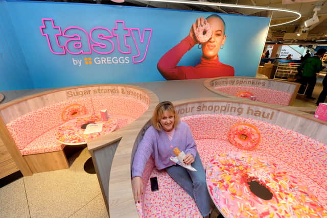 Inside the new Greggs Cafe in Primark in Birmingham with Nicole Morley from Greggs