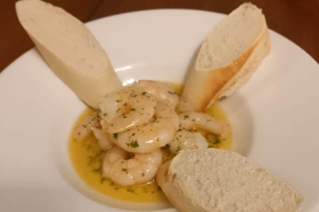 King prawns in a garlic and parsley butter sauce