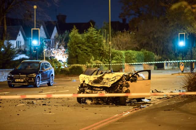 The aftermath of the crash near the University of Wolverhampton's Walsall campus. Photo: SnapperSK