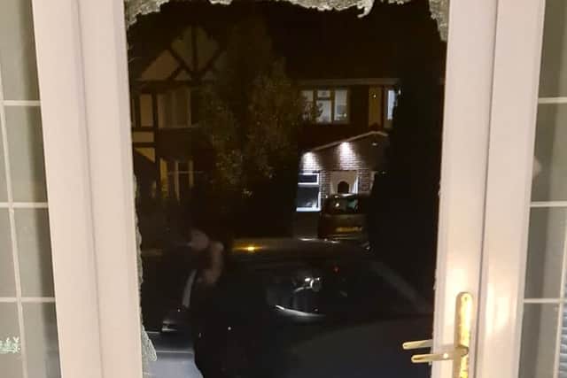 Councillor Waheed Rasab's smashed front door of his Walsall home which was burgled. Photo: Waheed Rasab