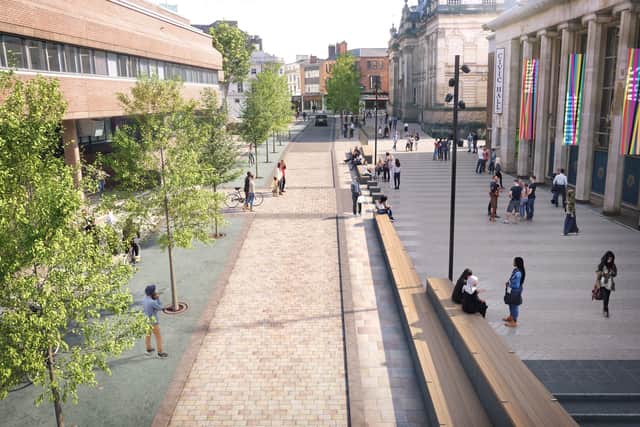 An artist's impression of how the improvements to the street scene surrounding the Civic Halls will look once completed. Image: Wolverhampton Council