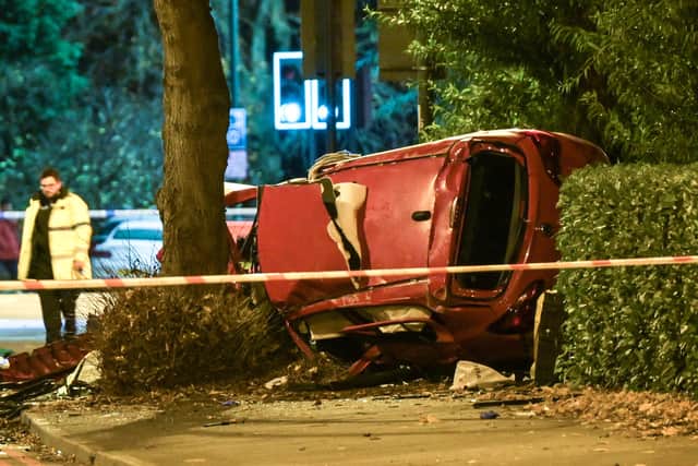 The aftermath of the crash on Broadway. Photo: SnapperSK