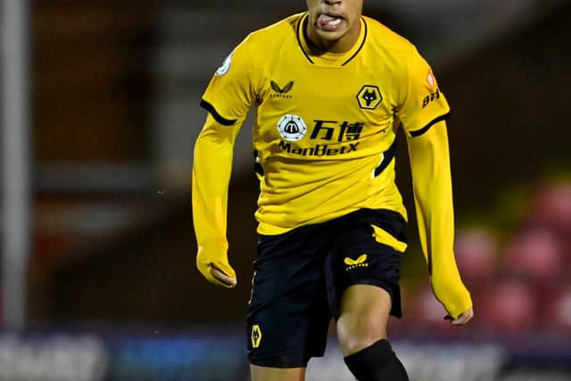 Chem Campbell of Wolverhampton Wanderers runs with the ball. (Photo by Sam Bagnall - WWFC/Wolves via Getty Images).