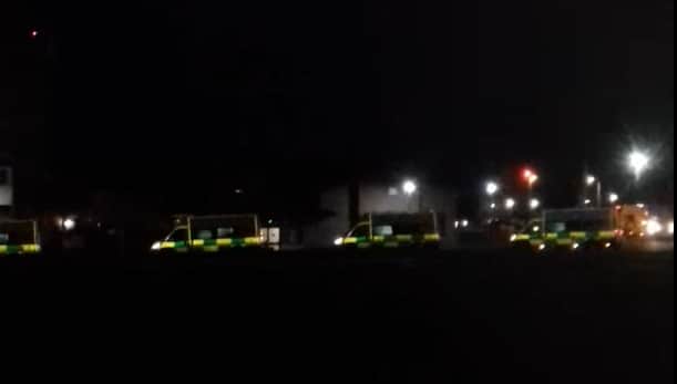 Ambulances queuing at Royal Shrewsbury Hospital earlier this year