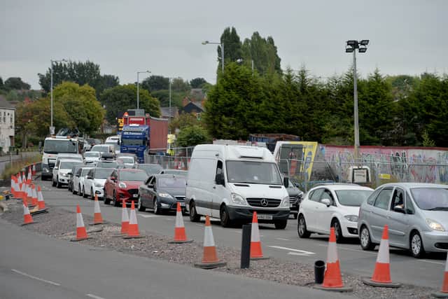 Traffic is backed up on nearby local roads