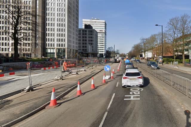 West Midlands Metro extension work in Hagley Road. Photo: Google
