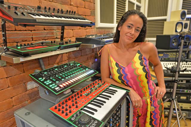 Anna in the recording studio