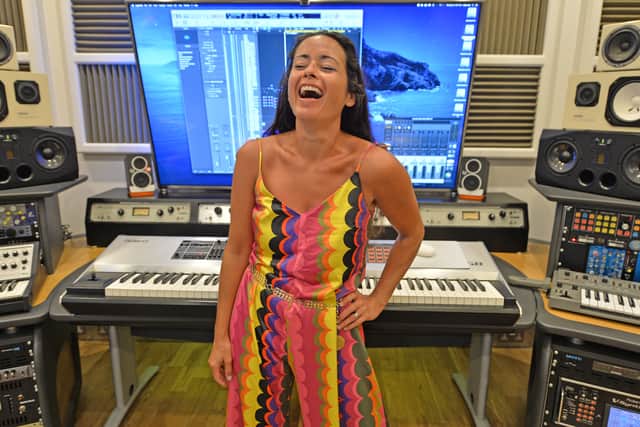 Anna at home in the recording studio