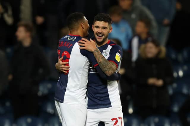 Alex Mowatt of West Bromwich Albion celebrates after scoring a goal to make it 3-0 with Karlan Grant of West Bromwich Albion. (AMA)
