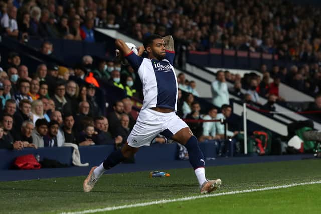 Darnell Furlong of West Bromwich Albion makes another long throw delivery that allows Matt Clarke of West Bromwich Albion to score a goal to make it 1-0 (AMA)