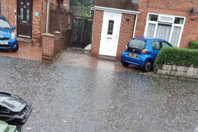 Flooding on Milton Street in Palfrey, Walsall. Photo: Jav Yonus