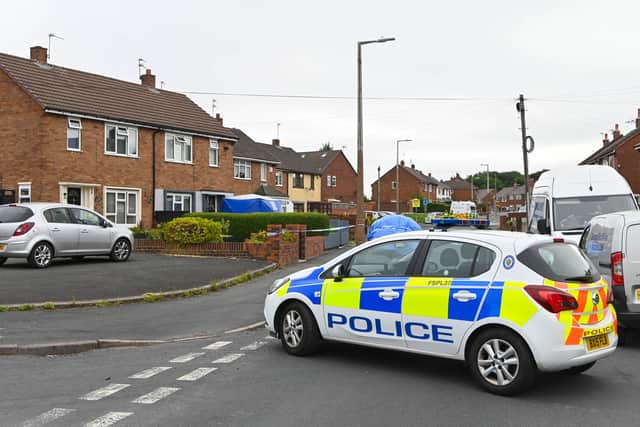 Police at the scene of the stabbing in Suffolk Road, Wendesbury. Photo: SnapperSK.