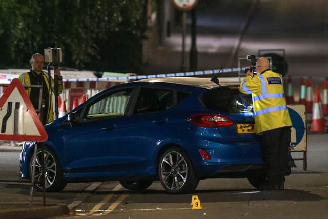 The aftermath of the crash on the A41 Warwick Road. Photo: SnapperSK