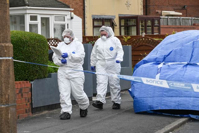 Police at the scene of the stabbing in Suffolk Road, Wendesbury. Photo: SnapperSK.
