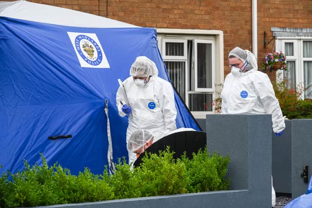 Police at the scene of the stabbing in Suffolk Road, Wendesbury. Photo: SnapperSK.