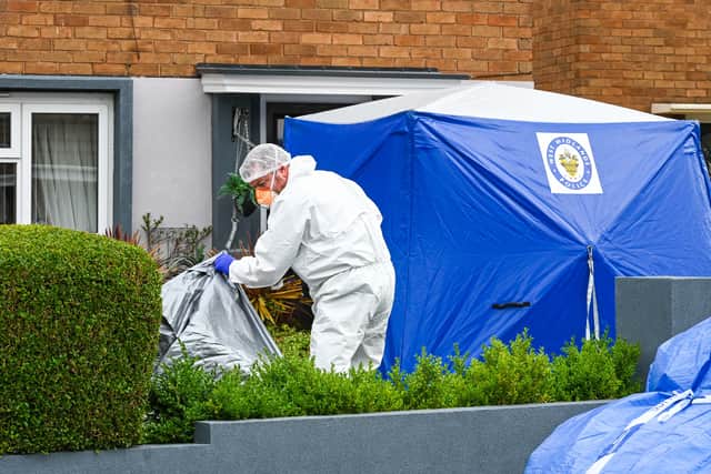 Police at the scene of the stabbing in Suffolk Road, Wendesbury. Photo: SnapperSK.