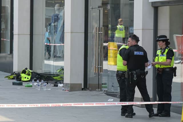 Police at the New Square Shopping Centre in West Bromwich. Photo: SnapperSK