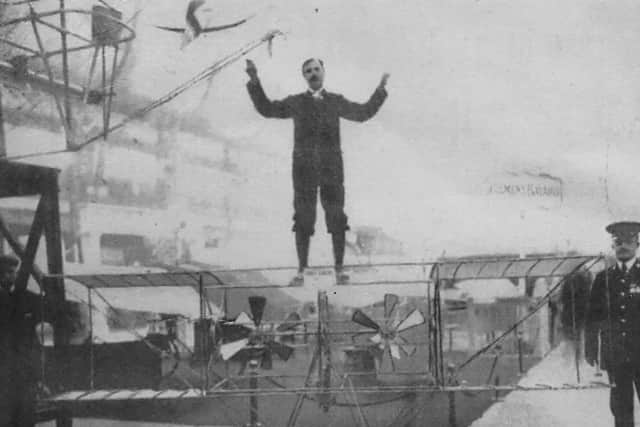 Arthur Phillips with his 'flying motorbike'