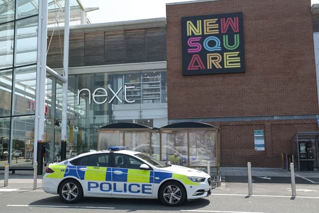 Police at the New Square Shopping Centre in West Bromwich. Photo: SnapperSK.