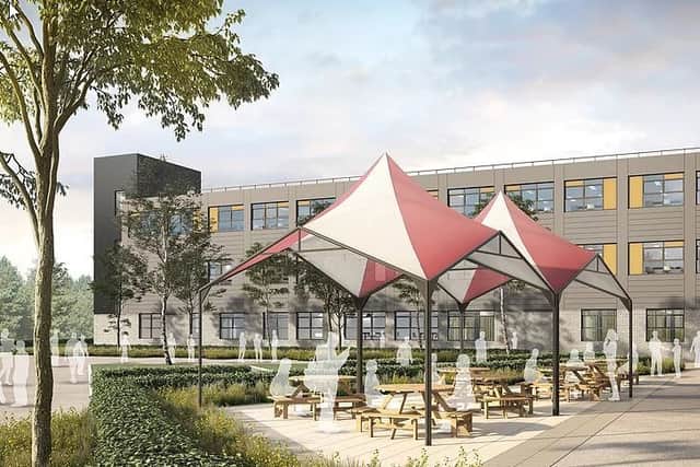 How the new outdoor dining and recreation area might look at Belvidere School in Shrewsbury