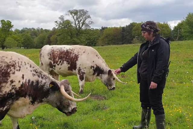 Kirsty at work on the farm,