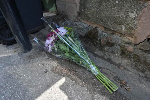 Flowers left at the scene