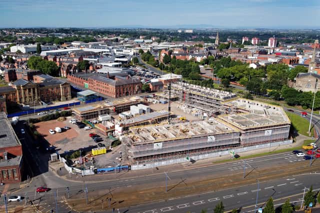 An aerial shot showing how work was progressing in July 2020
