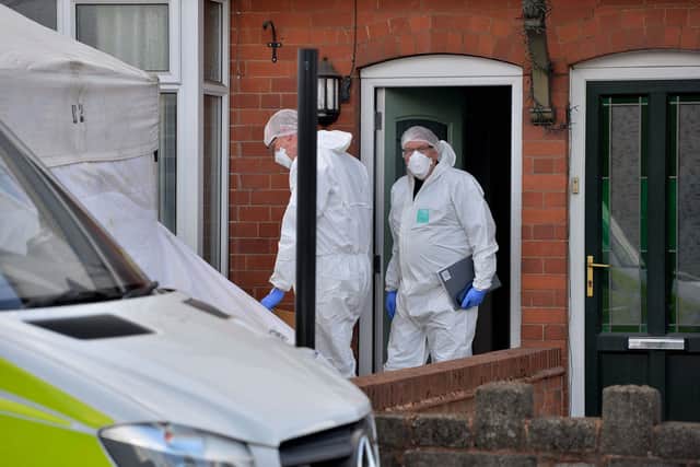 Police at the scene in Broad Lane, Bloxwich