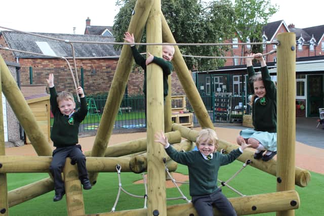 Children enjoy the new playground at St Patrick's Catholic Primary School