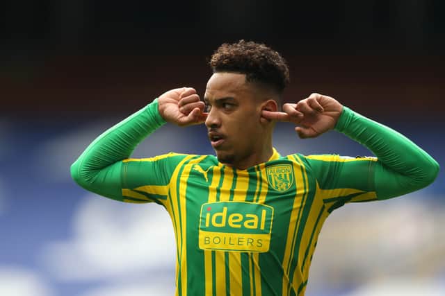 Matheus Pereira of West Bromwich Albion puts his fingers in his ears as he celebrates after scores a goal to make it 1-1. (AMA)