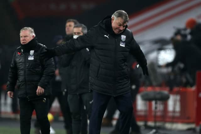 Sam Allardyce head coach / manager of West Bromwich Albion reacts. (AMA)