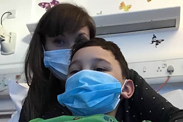 Carly and Ashton Mills during their visit to Russells Hall Hospital