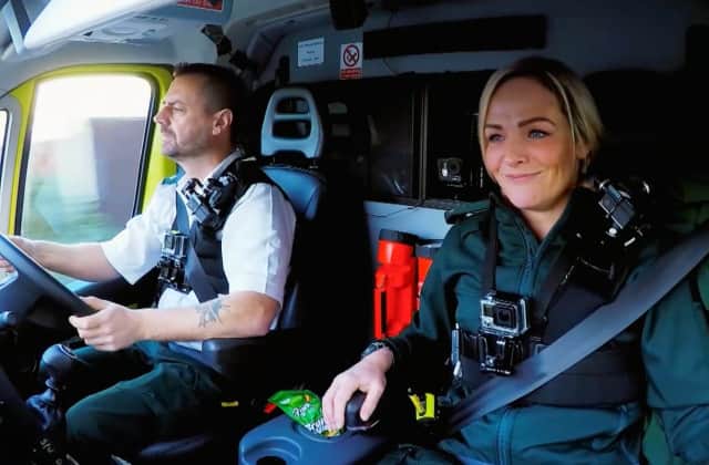 Michael Hipgrave and Deena Evans were filmed as part of a documentary looking at the work of West Midlands Ambulance Service. Picture: WMAS.