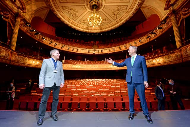 Oliver Dowden and CEO of the theatre Adrian Jackson