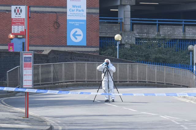 Police at the scene on St Vincent Road where a teenager was shot. Photo: SnapperSK