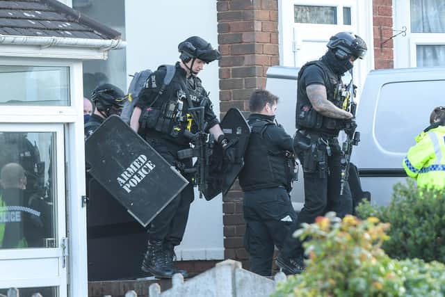 Armed police at the scene in Rowley Regis. Photo: SnapperSK