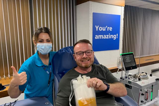 Darren has become the most prolific donor of blood plasma