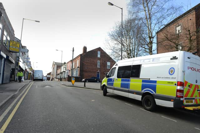 The scene in Caldmore Road, Walsall
