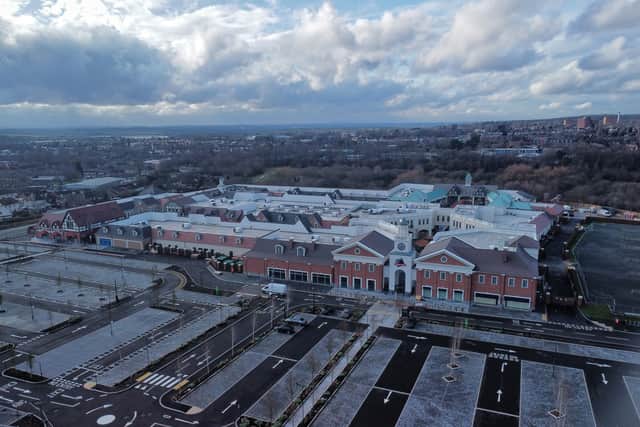 Aerial image showing the progress at the soon to be completed designer outlet shopping desination in Cannock. Pic: Paul Turner of Facebook PTaerialphotography, from Willenhall 