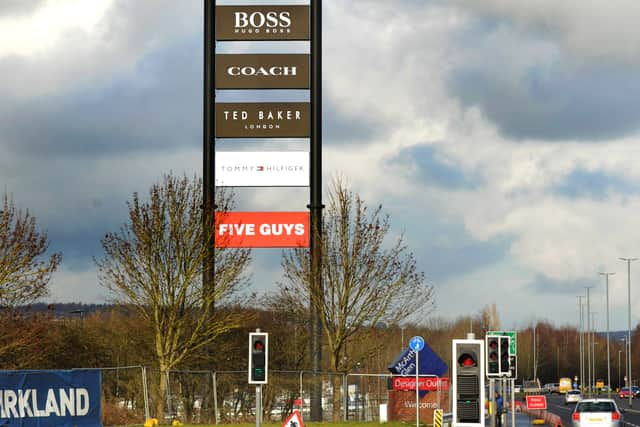 The sign installed at the new designer outlet