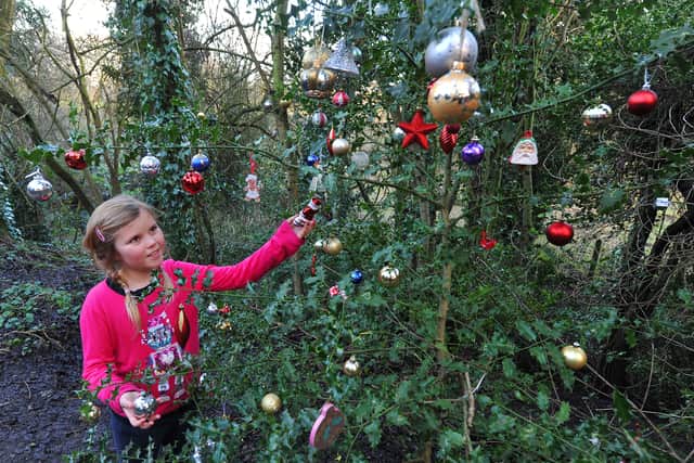 Mimi Bladwin, aged 10, who hung the first few baubles