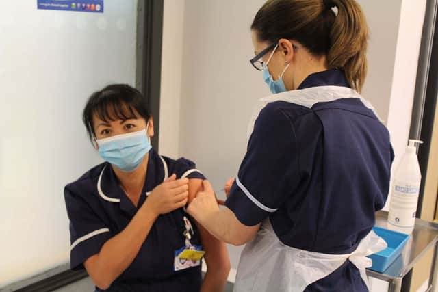 ICU Senior Sister Ly Fletcher was the first staff member to be vaccinated