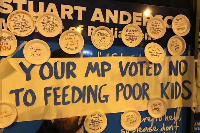 Stuart Anderson's office was the target of an empty plates protest