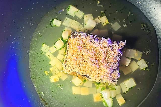 Celeriac was served with a smokey broth