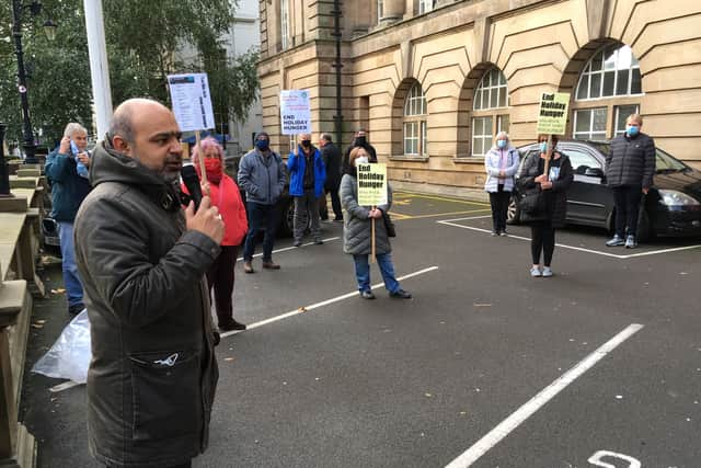 Protest over free school meals outside Walsall Council House. Photo: Gurdip Thandi